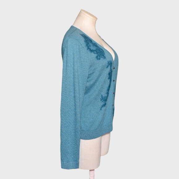 J Jill Delight Floral Embroider Patch Cardigan - Picture 2 of 5